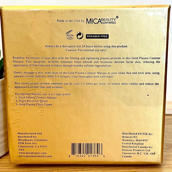 Jewels Cosmetics Gold Plasma Contour Masque Full Size Anti-Aging Face Mask Luxur - Picture 6 of 8